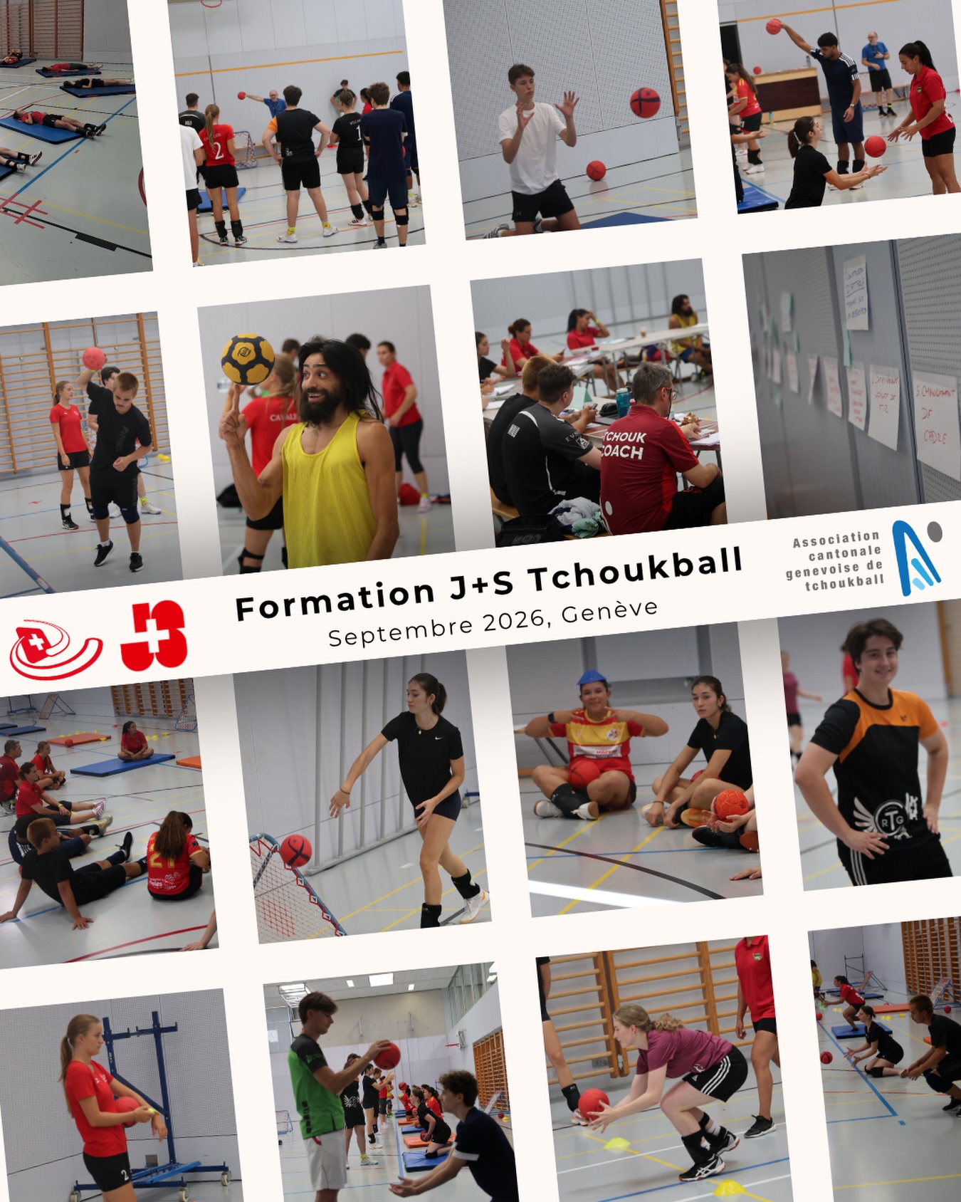Retour en image sur la formation J+S Tchoukball de septembre 2026. Ce week-end a eu lieu le 1er week-end de formation pour les futurs moniteurs. 

➡️ théorie, technique, animation d’ateliers et bonne humeur étaient au rendez-vous.

Un grand merci aux experts J+S et aux 16 participants 😍

📸 : Erwan Le Guern 

#tchoukballispassion🤾💪❤️ #jeunesseetsport #geneve🇨🇭 #tchoukball #formation