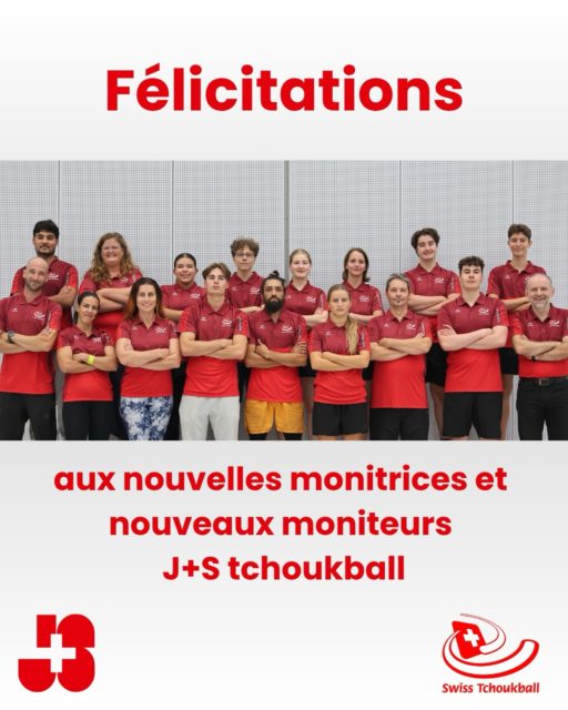 Le cours de base de moniteur J+S tchoukball s’est terminée aujourd’hui dimanche 20 septembre 2026. Cette formation, répartis sur deux sessions de 3 jours, s’est déroulé à Genève les weekends du 4 au 6 septembre, ainsi que du 18 au 20 septembre 2026. Les candidats ont suivi des cours dans des domaines variés, autant théoriques que pratiques, avec comme objectif d’acquérir les compétences nécessaires pour bien encadrer un groupe de jeunes, enseigner notre sport et de mettre le plaisir et la diversité au centre de leurs entraînements.
Cette année la formation a été délivré par les experts J+S Daniel Buschbeck, Erika Mesmer et Jean-Loup Remolif. Ont complété la formation avec des interventions particulières Michel Favre, qui a présenté l’histoire de notre sport et Gaël Sieber pour le cours l’éthique dans le sport.
L’association cantonale genevoise de tchoukball félicite pour l’obtention de leur titre de monitrice ou moniteur J+S :
Rozi Khan Ahmadzai – Tchoukball Club Lancy
Emilien Alexandre Alonso – Tchoukball Club Genève
Aïcha Benhaça – Tchoukball Club Lancy
Pascal Cattilaz – Tchoukball Club Genève
Hanna Karmazina – Tchoukball Club Genève
Alexandra Magalhães Ribera – Tchoukball Club Vernier
Oceane Mermod – Tchoukball Club Genève
Nicolas Naef – Tchoukball Club Carouge
Jules Voellinger – Tchoukball Club Vernier
Solenn Williner – Tchoukball Club Genève
Florian Zweifel – Tchoukball Club Genève